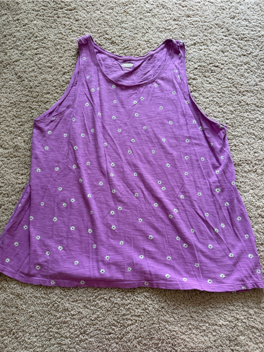 Old Navy | Luxe Purple Ditsy Floral Print High-Neck Luxe Sleeveless Swing Shirt